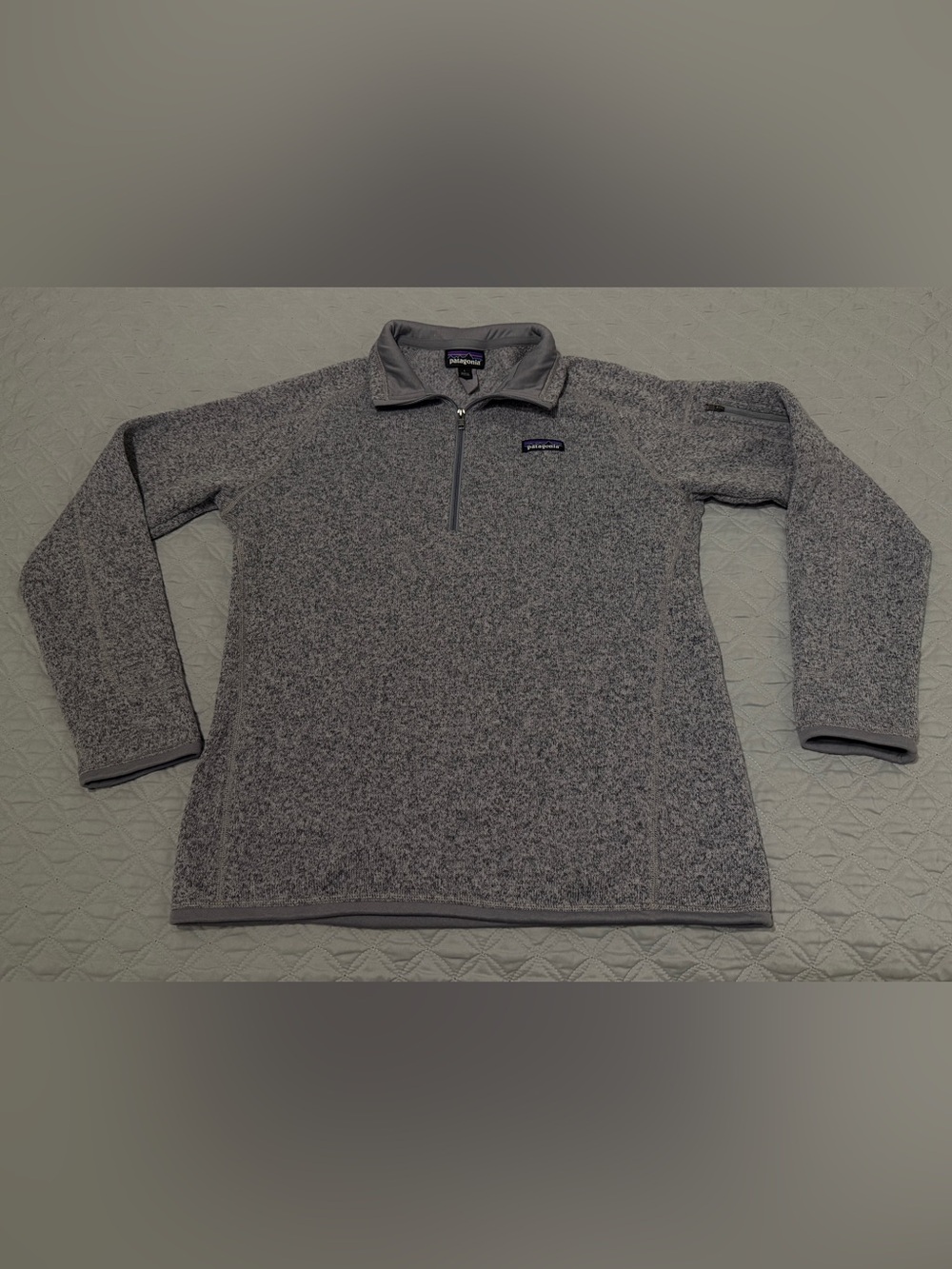 Patagonia Better Sweater 1/4 Zip Fleece Pullover in Birch White Gray Sz L Women